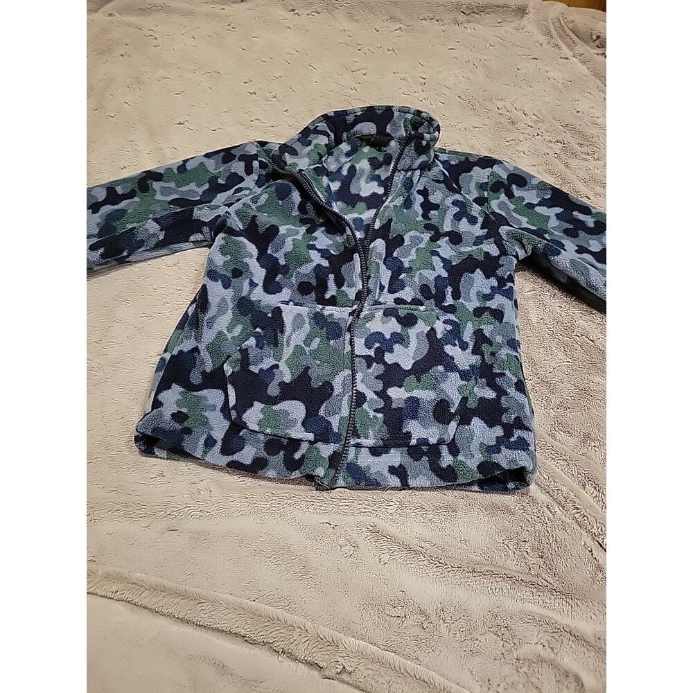 Eddie Bauer blue camo full zip fleece jacket unisex kids S (7/8)